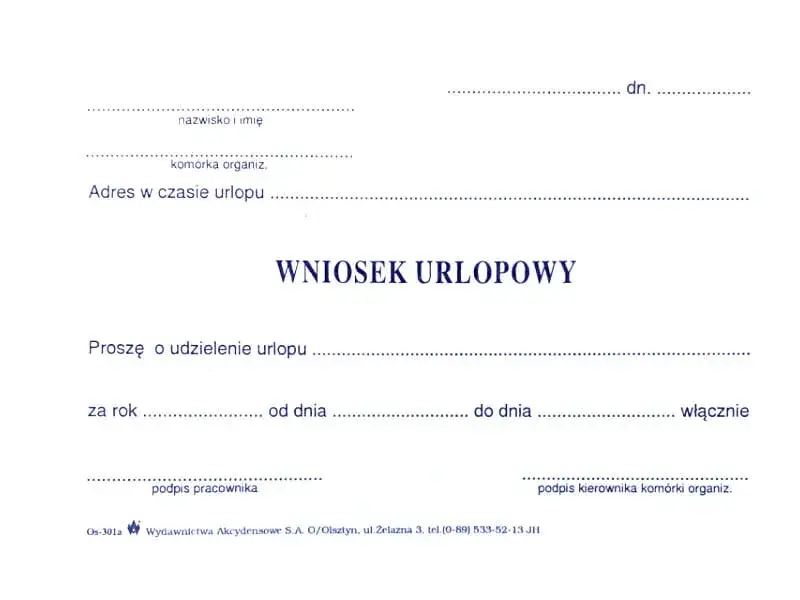 Zdjęcie Wniosek urlop na żądanie - Jak wypełnić druk, przykładowy wzór